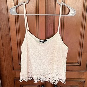 Ambiance White Lace Crop Top Size Large